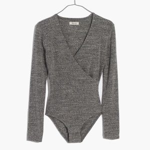 Madewell grey wrap front bodysuit